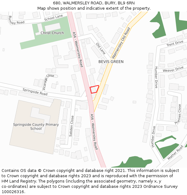 680, WALMERSLEY ROAD, BURY, BL9 6RN: Location map and indicative extent of plot