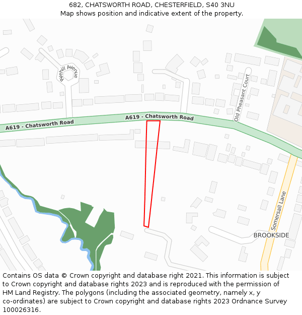 682, CHATSWORTH ROAD, CHESTERFIELD, S40 3NU: Location map and indicative extent of plot