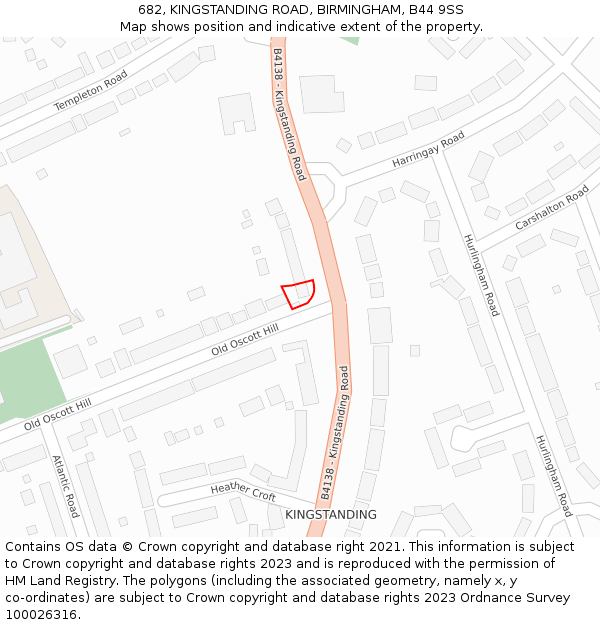 682, KINGSTANDING ROAD, BIRMINGHAM, B44 9SS: Location map and indicative extent of plot