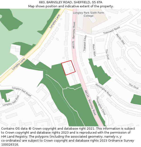683, BARNSLEY ROAD, SHEFFIELD, S5 6TA: Location map and indicative extent of plot