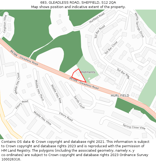 683, GLEADLESS ROAD, SHEFFIELD, S12 2QA: Location map and indicative extent of plot