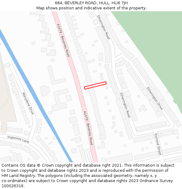 684, BEVERLEY ROAD, HULL, HU6 7JH: Location map and indicative extent of plot