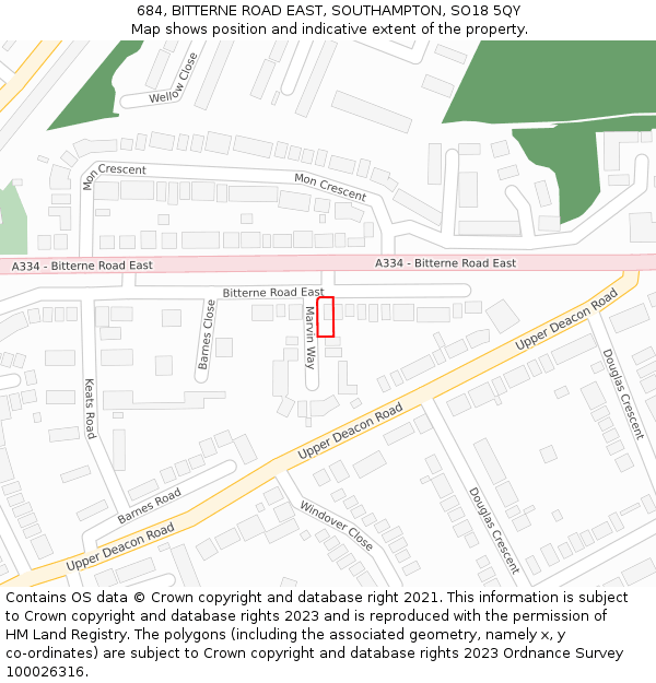 684, BITTERNE ROAD EAST, SOUTHAMPTON, SO18 5QY: Location map and indicative extent of plot