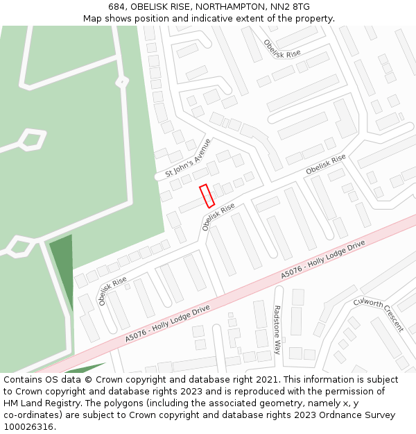 684, OBELISK RISE, NORTHAMPTON, NN2 8TG: Location map and indicative extent of plot