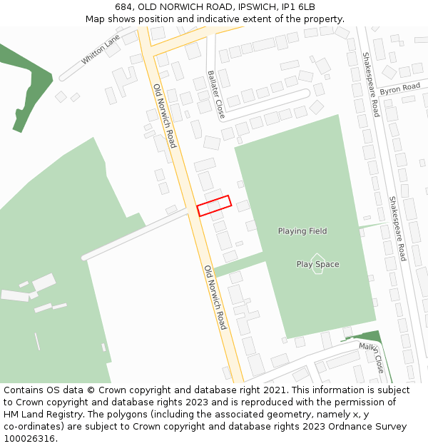 684, OLD NORWICH ROAD, IPSWICH, IP1 6LB: Location map and indicative extent of plot