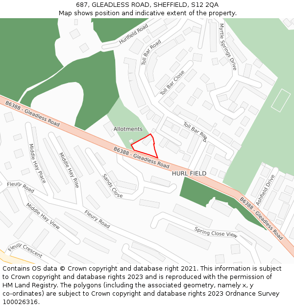 687, GLEADLESS ROAD, SHEFFIELD, S12 2QA: Location map and indicative extent of plot