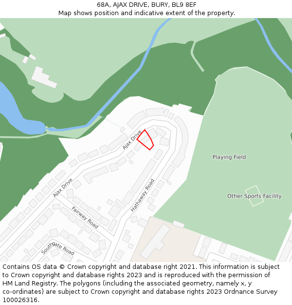 68A, AJAX DRIVE, BURY, BL9 8EF: Location map and indicative extent of plot