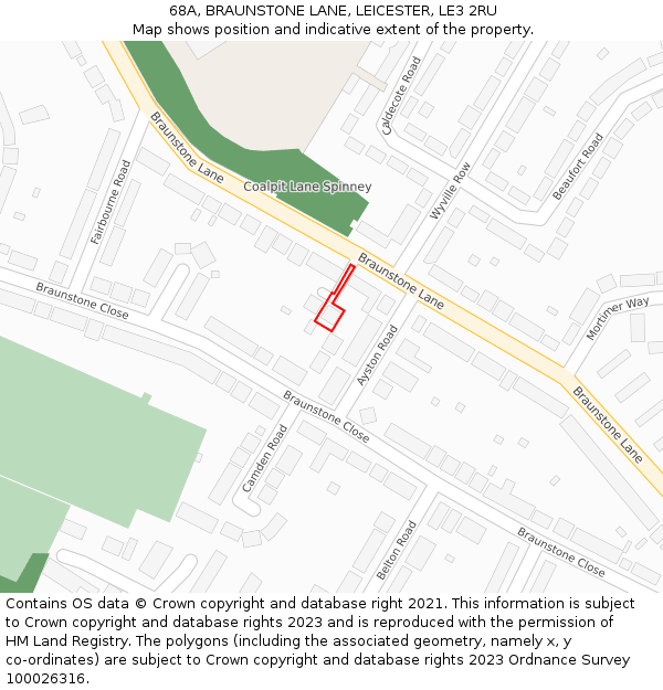 68A, BRAUNSTONE LANE, LEICESTER, LE3 2RU: Location map and indicative extent of plot