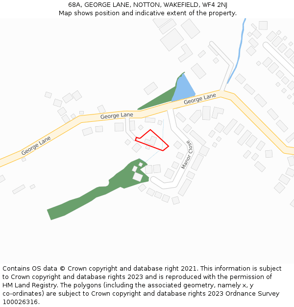 68A, GEORGE LANE, NOTTON, WAKEFIELD, WF4 2NJ: Location map and indicative extent of plot