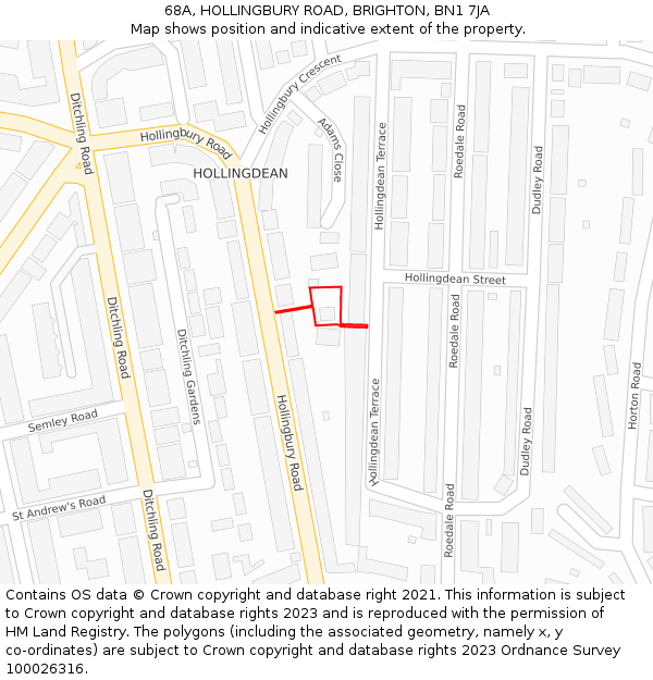 68A, HOLLINGBURY ROAD, BRIGHTON, BN1 7JA: Location map and indicative extent of plot