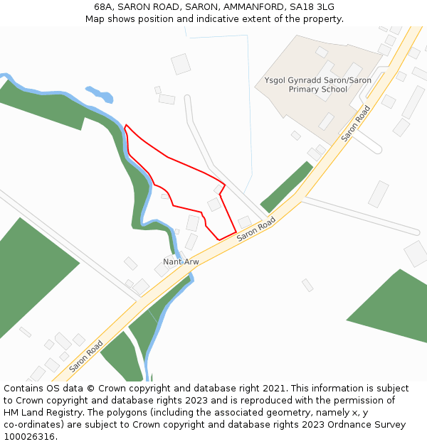 68A, SARON ROAD, SARON, AMMANFORD, SA18 3LG: Location map and indicative extent of plot