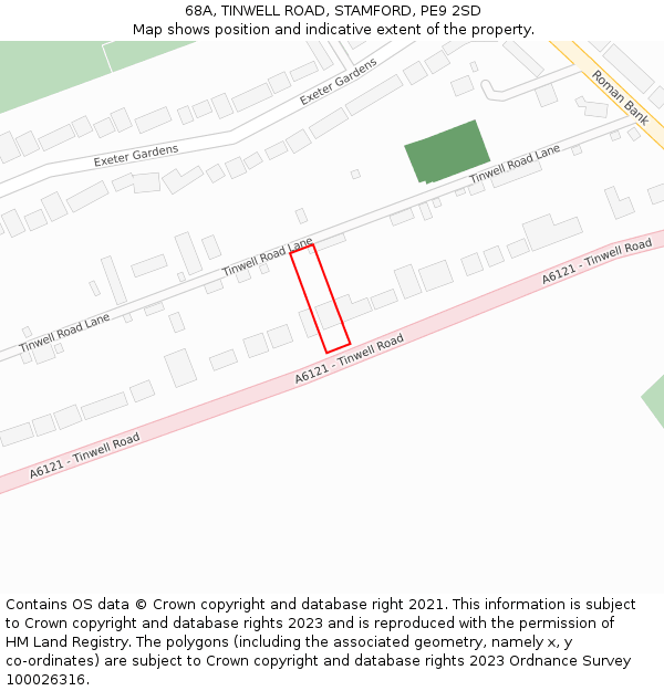 68A, TINWELL ROAD, STAMFORD, PE9 2SD: Location map and indicative extent of plot