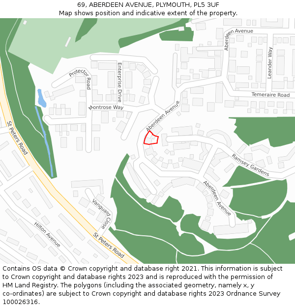 69, ABERDEEN AVENUE, PLYMOUTH, PL5 3UF: Location map and indicative extent of plot