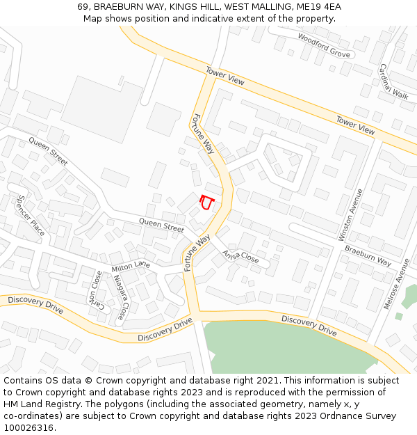 69, BRAEBURN WAY, KINGS HILL, WEST MALLING, ME19 4EA: Location map and indicative extent of plot