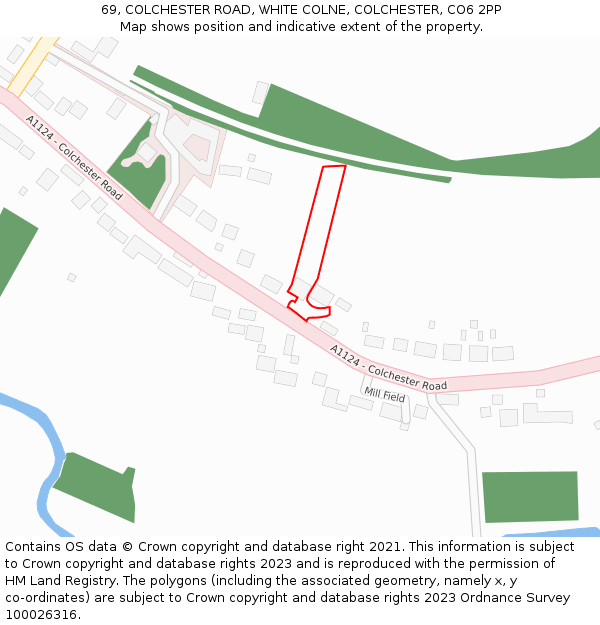 69, COLCHESTER ROAD, WHITE COLNE, COLCHESTER, CO6 2PP: Location map and indicative extent of plot