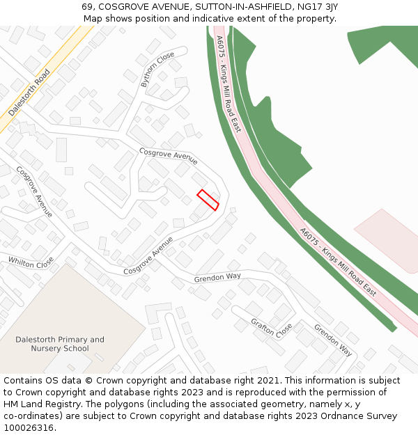 69, COSGROVE AVENUE, SUTTON-IN-ASHFIELD, NG17 3JY: Location map and indicative extent of plot