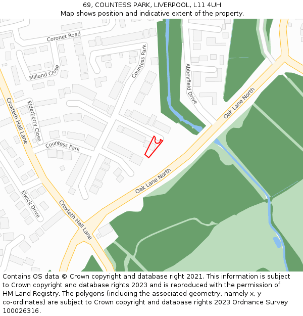 69, COUNTESS PARK, LIVERPOOL, L11 4UH: Location map and indicative extent of plot