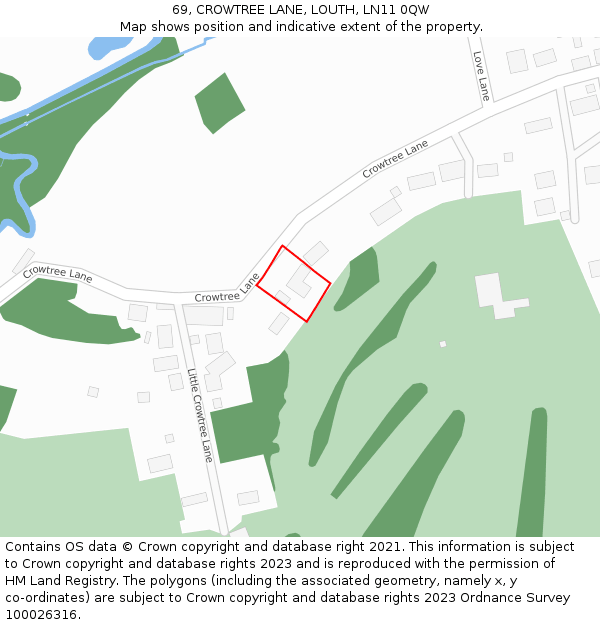 69, CROWTREE LANE, LOUTH, LN11 0QW: Location map and indicative extent of plot