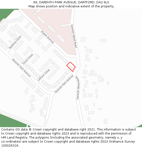 69, DARENTH PARK AVENUE, DARTFORD, DA2 6LX: Location map and indicative extent of plot