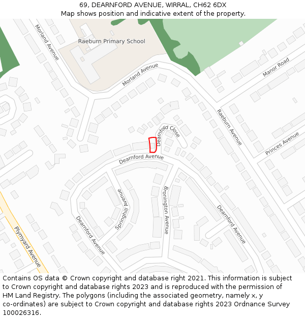 69, DEARNFORD AVENUE, WIRRAL, CH62 6DX: Location map and indicative extent of plot