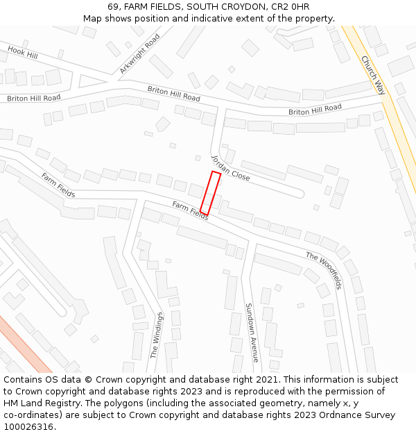 69, FARM FIELDS, SOUTH CROYDON, CR2 0HR: Location map and indicative extent of plot