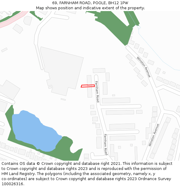 69, FARNHAM ROAD, POOLE, BH12 1PW: Location map and indicative extent of plot