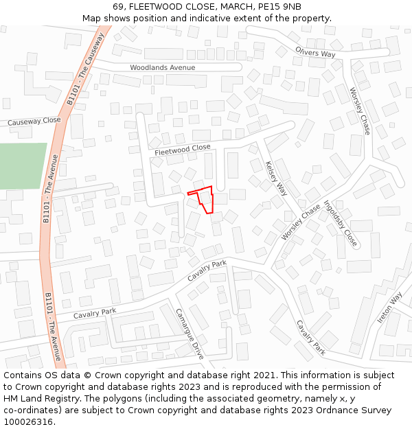 69, FLEETWOOD CLOSE, MARCH, PE15 9NB: Location map and indicative extent of plot