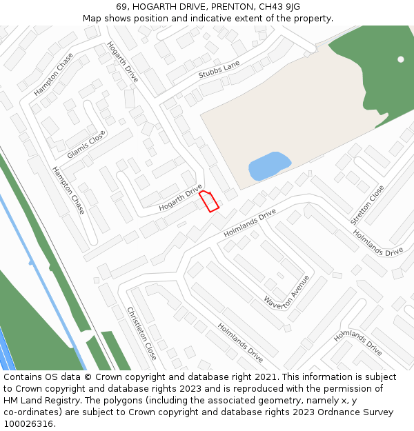 69, HOGARTH DRIVE, PRENTON, CH43 9JG: Location map and indicative extent of plot