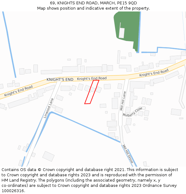 69, KNIGHTS END ROAD, MARCH, PE15 9QD: Location map and indicative extent of plot