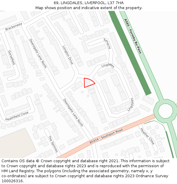 69, LINGDALES, LIVERPOOL, L37 7HA: Location map and indicative extent of plot