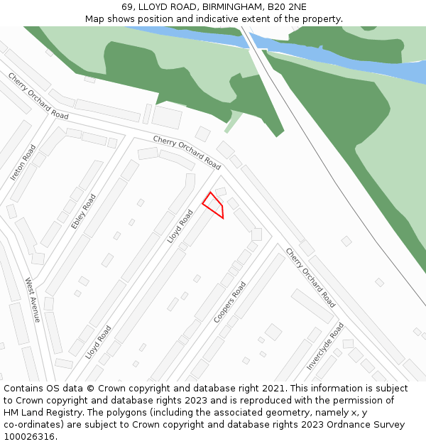 69, LLOYD ROAD, BIRMINGHAM, B20 2NE: Location map and indicative extent of plot