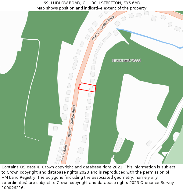 69, LUDLOW ROAD, CHURCH STRETTON, SY6 6AD: Location map and indicative extent of plot