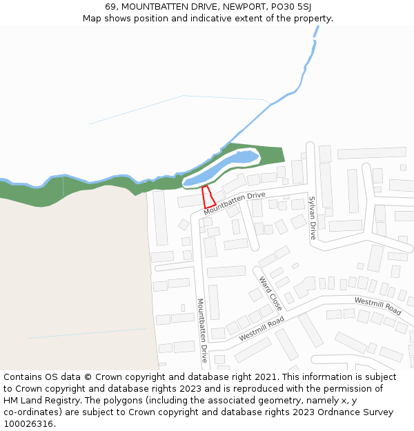 69, MOUNTBATTEN DRIVE, NEWPORT, PO30 5SJ: Location map and indicative extent of plot