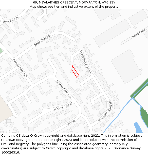 69, NEWLAITHES CRESCENT, NORMANTON, WF6 1SY: Location map and indicative extent of plot