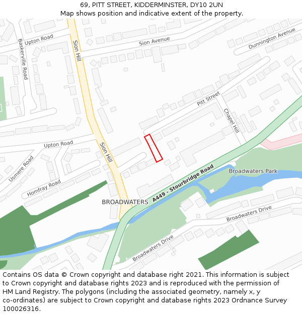 69, PITT STREET, KIDDERMINSTER, DY10 2UN: Location map and indicative extent of plot