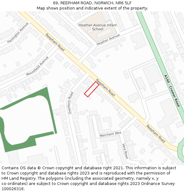 69, REEPHAM ROAD, NORWICH, NR6 5LF: Location map and indicative extent of plot