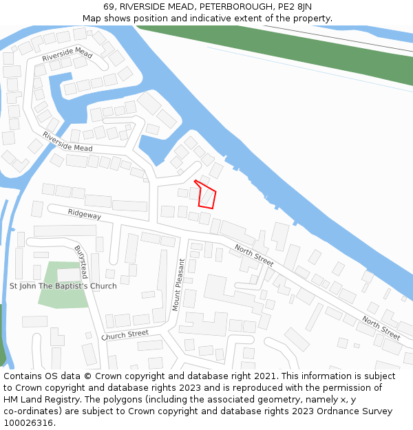 69, RIVERSIDE MEAD, PETERBOROUGH, PE2 8JN: Location map and indicative extent of plot