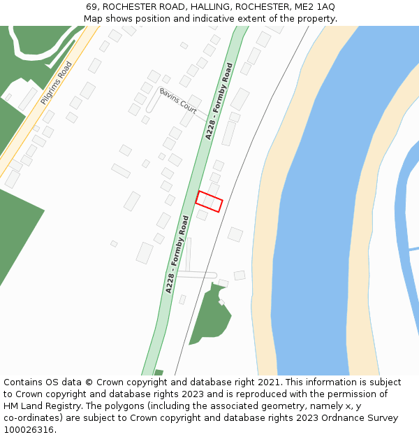 69, ROCHESTER ROAD, HALLING, ROCHESTER, ME2 1AQ: Location map and indicative extent of plot