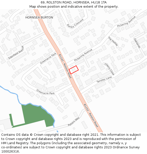 69, ROLSTON ROAD, HORNSEA, HU18 1TA: Location map and indicative extent of plot
