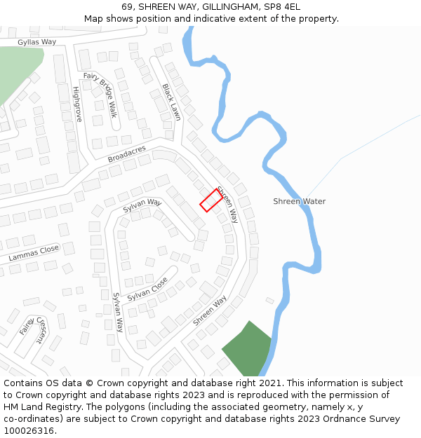 69, SHREEN WAY, GILLINGHAM, SP8 4EL: Location map and indicative extent of plot