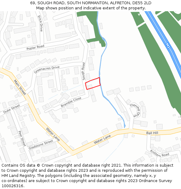 69, SOUGH ROAD, SOUTH NORMANTON, ALFRETON, DE55 2LD: Location map and indicative extent of plot