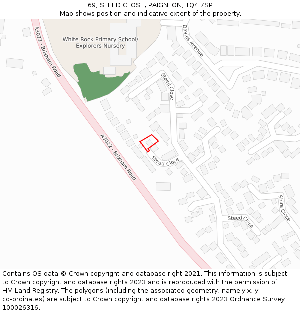 69, STEED CLOSE, PAIGNTON, TQ4 7SP: Location map and indicative extent of plot