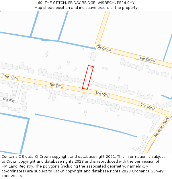 69, THE STITCH, FRIDAY BRIDGE, WISBECH, PE14 0HY: Location map and indicative extent of plot