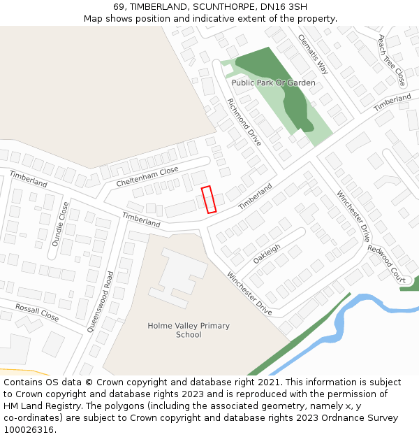 69, TIMBERLAND, SCUNTHORPE, DN16 3SH: Location map and indicative extent of plot