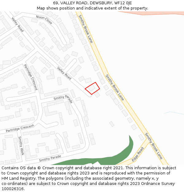 69, VALLEY ROAD, DEWSBURY, WF12 0JE: Location map and indicative extent of plot