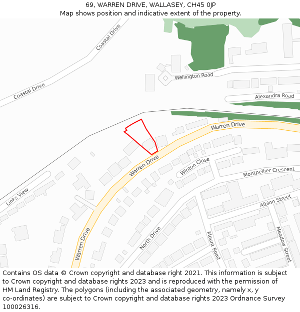 69, WARREN DRIVE, WALLASEY, CH45 0JP: Location map and indicative extent of plot