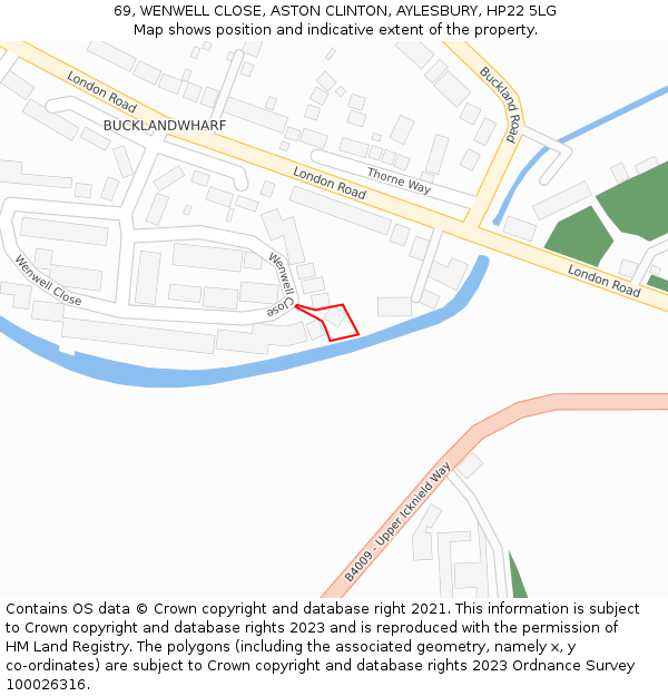 69, WENWELL CLOSE, ASTON CLINTON, AYLESBURY, HP22 5LG: Location map and indicative extent of plot