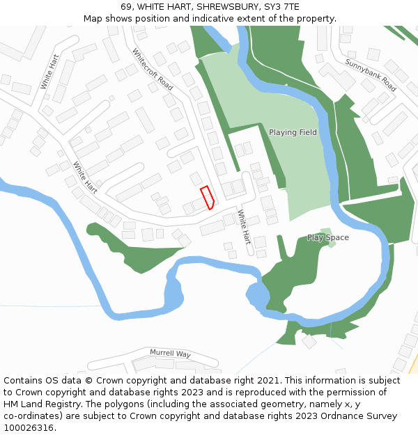 69, WHITE HART, SHREWSBURY, SY3 7TE: Location map and indicative extent of plot