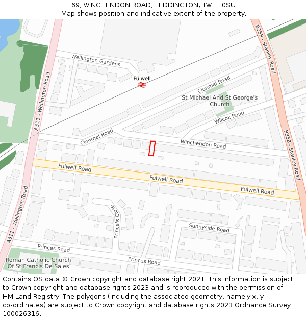 69, WINCHENDON ROAD, TEDDINGTON, TW11 0SU: Location map and indicative extent of plot