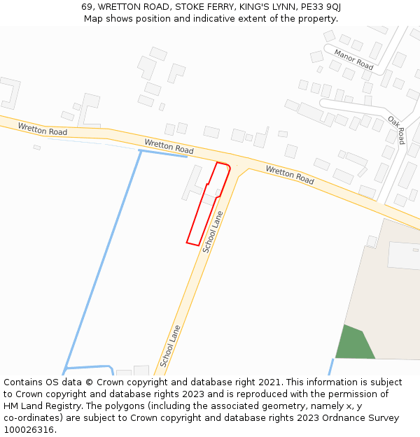 69, WRETTON ROAD, STOKE FERRY, KING'S LYNN, PE33 9QJ: Location map and indicative extent of plot
